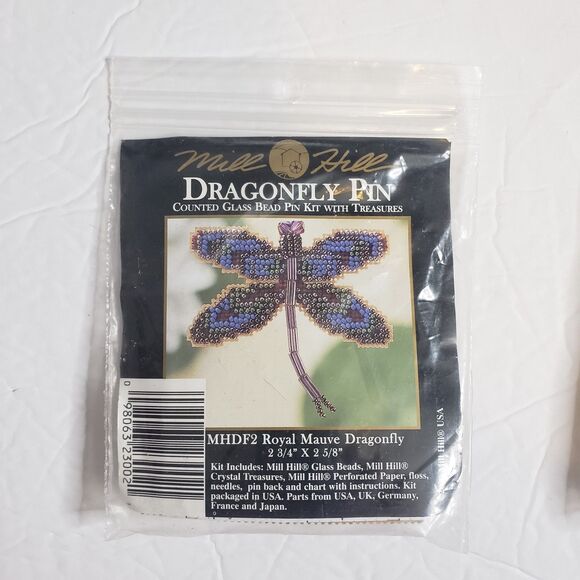 MILL HILL Royal Mauve Dragonfly Pin Counted Glass Bead Cross Stitch Kit NEW - Picture 1 of 3